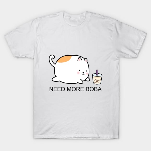 Chubby Boba Cat Needs More Boba! T-Shirt by SirBobalot